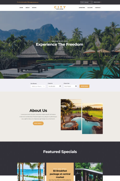 City Hotel website template preview