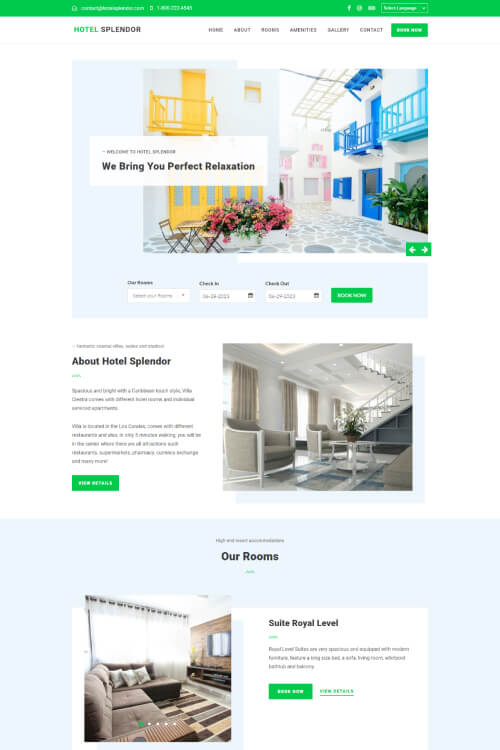 Hotel Splendor website template preview