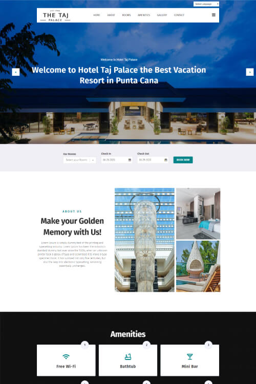 The Taj Palace website template preview